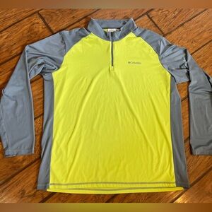 Columbia Omni Wick men’s 1/4 zip long sleeve tee shirt XL yellow gray outdoors